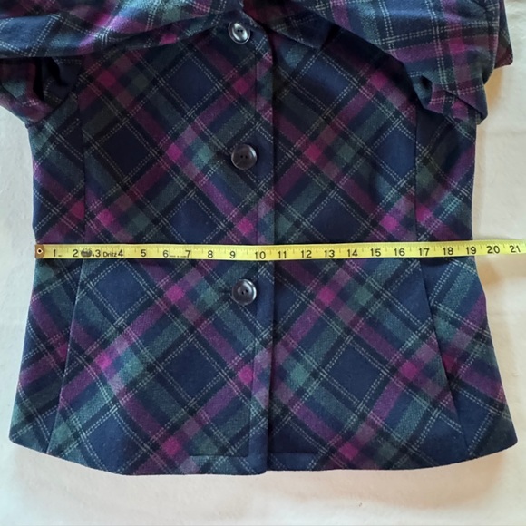 Talbots Plaid Wool Blend Lined Pea Coat Jacket (12P) - Picture 13 of 17